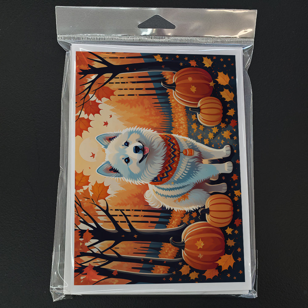 American Eskimo Fall Greeting Cards and Envelopes Pack of 8  the-store.com.