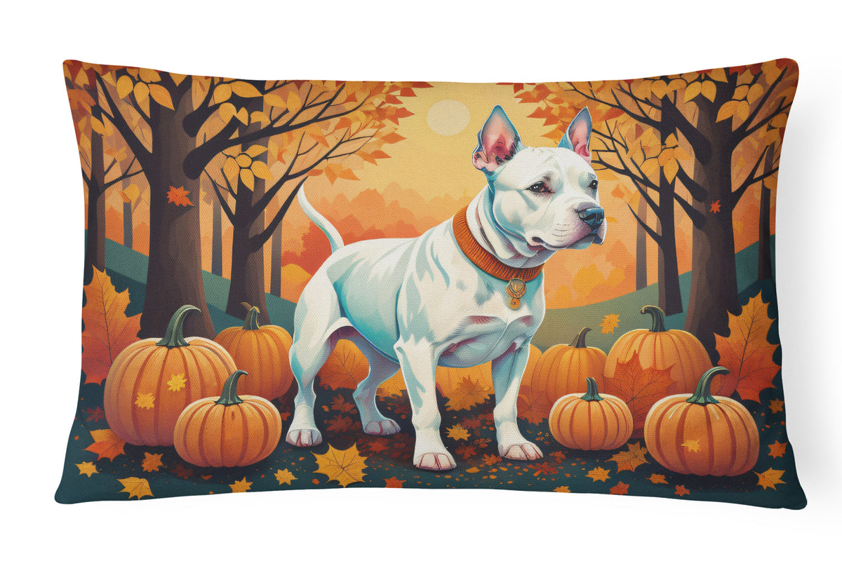 Buy this White Pit Bull Terrier Fall Fabric Decorative Pillow