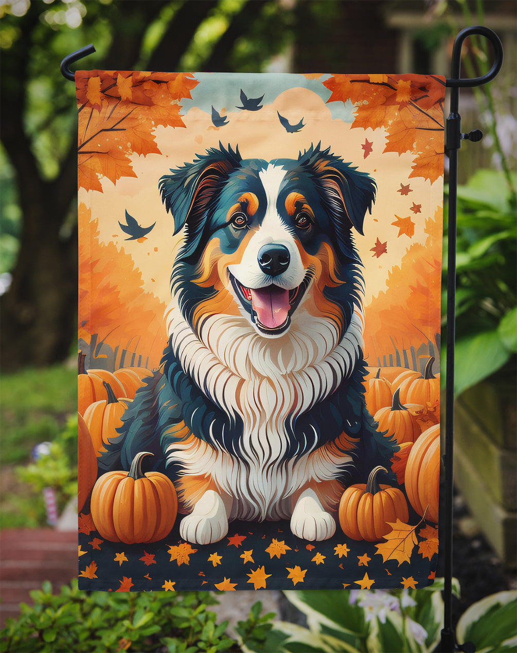 Australian Shepherd Terrier Fall Garden Flag  the-store.com.