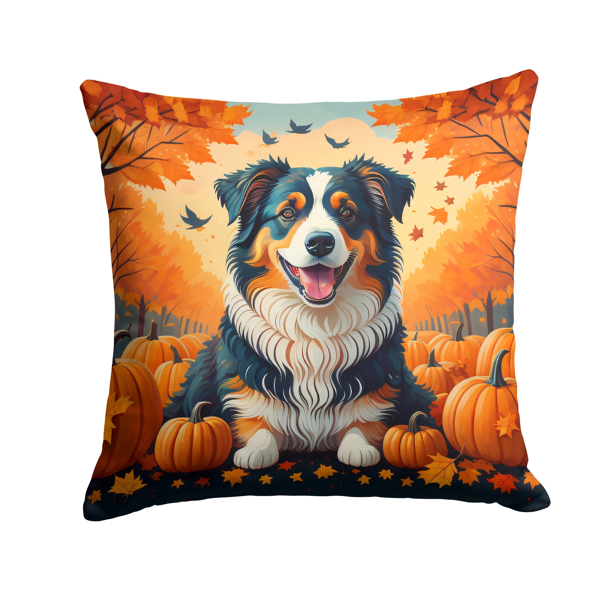 Buy this Australian Shepherd Terrier Fall Fabric Decorative Pillow