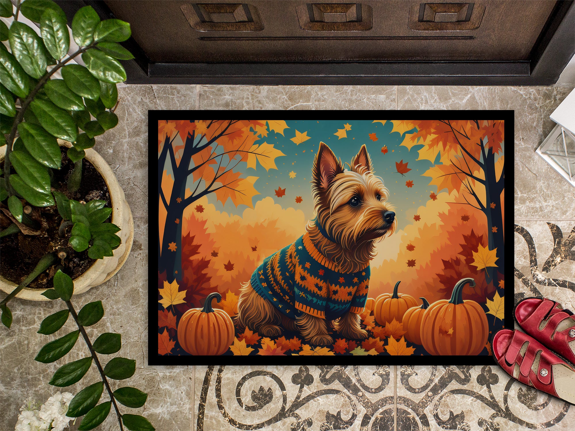 Australian Terrier Terrier Fall Doormat 18x27