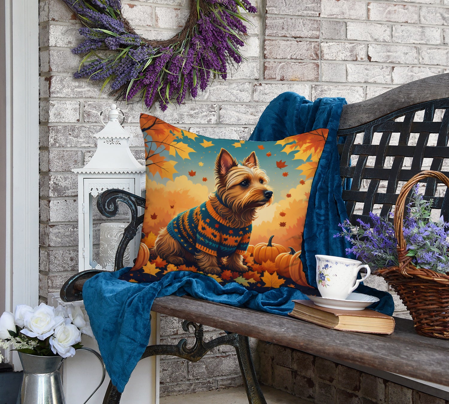 Australian Terrier Terrier Fall Fabric Decorative Pillow  the-store.com.