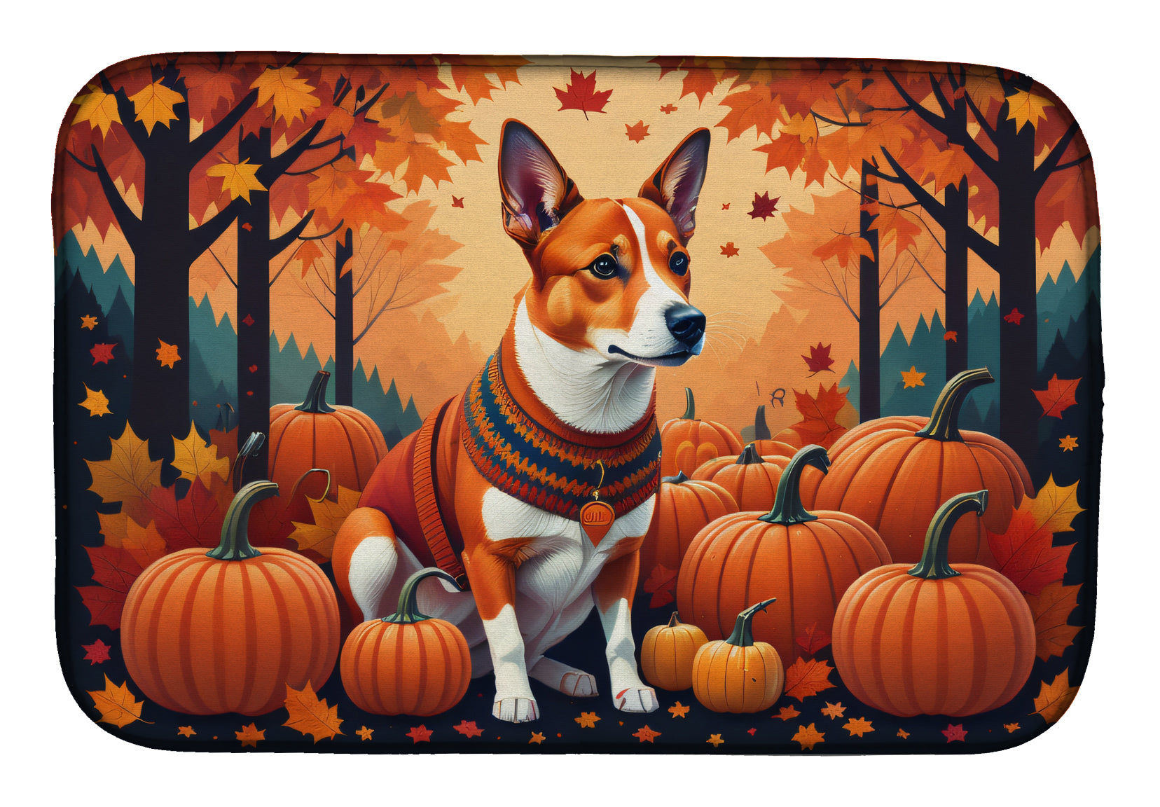 Buy this Red Basenji Fall Dish Drying Mat