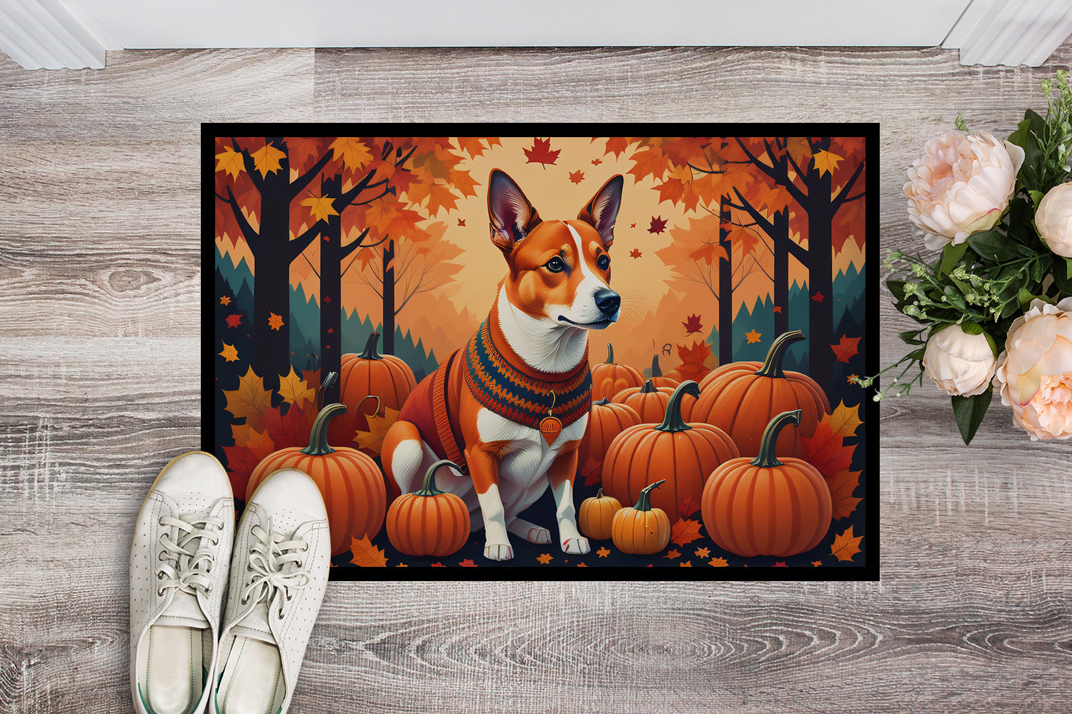 Buy this Red Basenji Fall Doormat 18x27