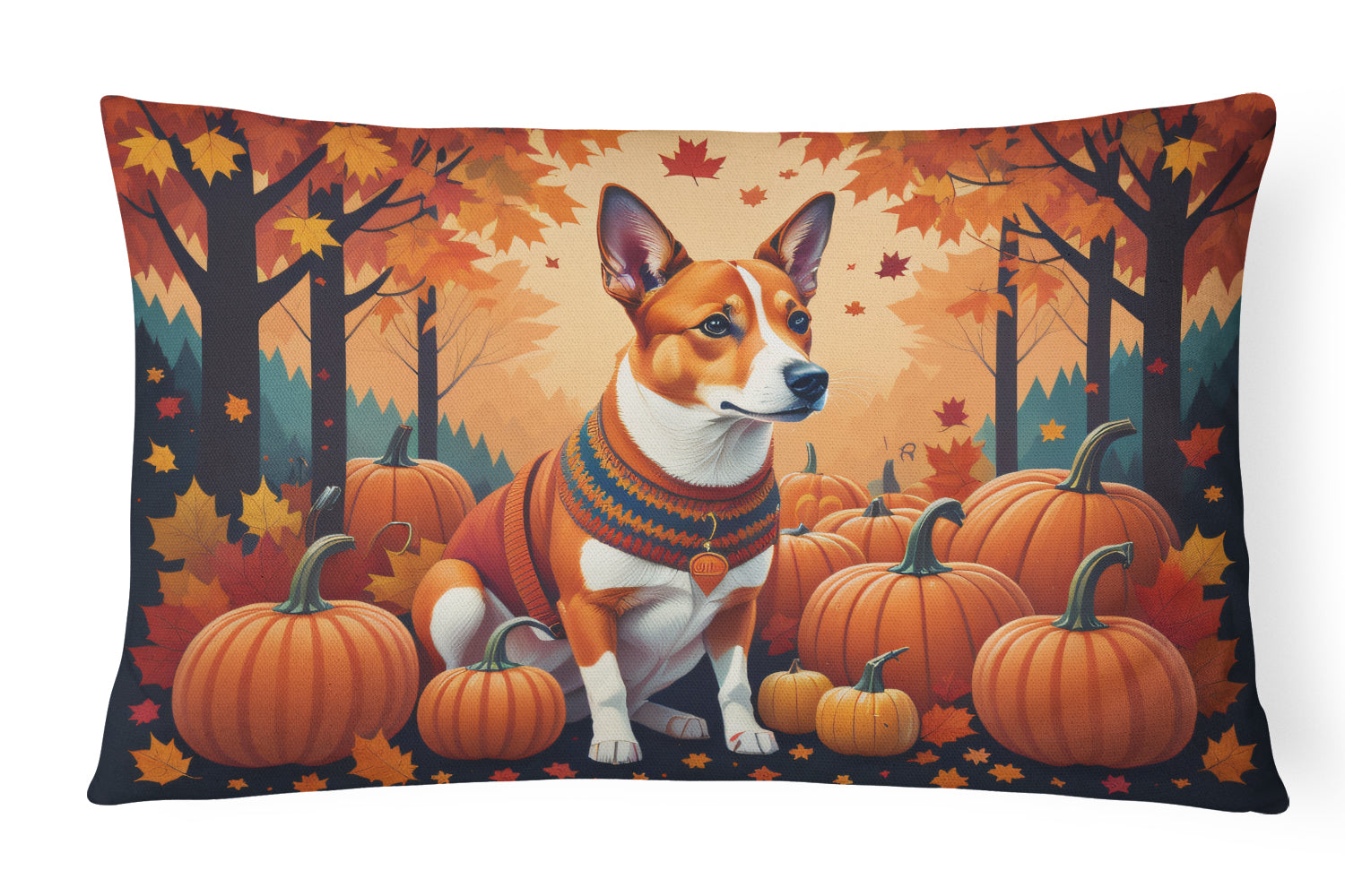 Buy this Red Basenji Fall Fabric Decorative Pillow