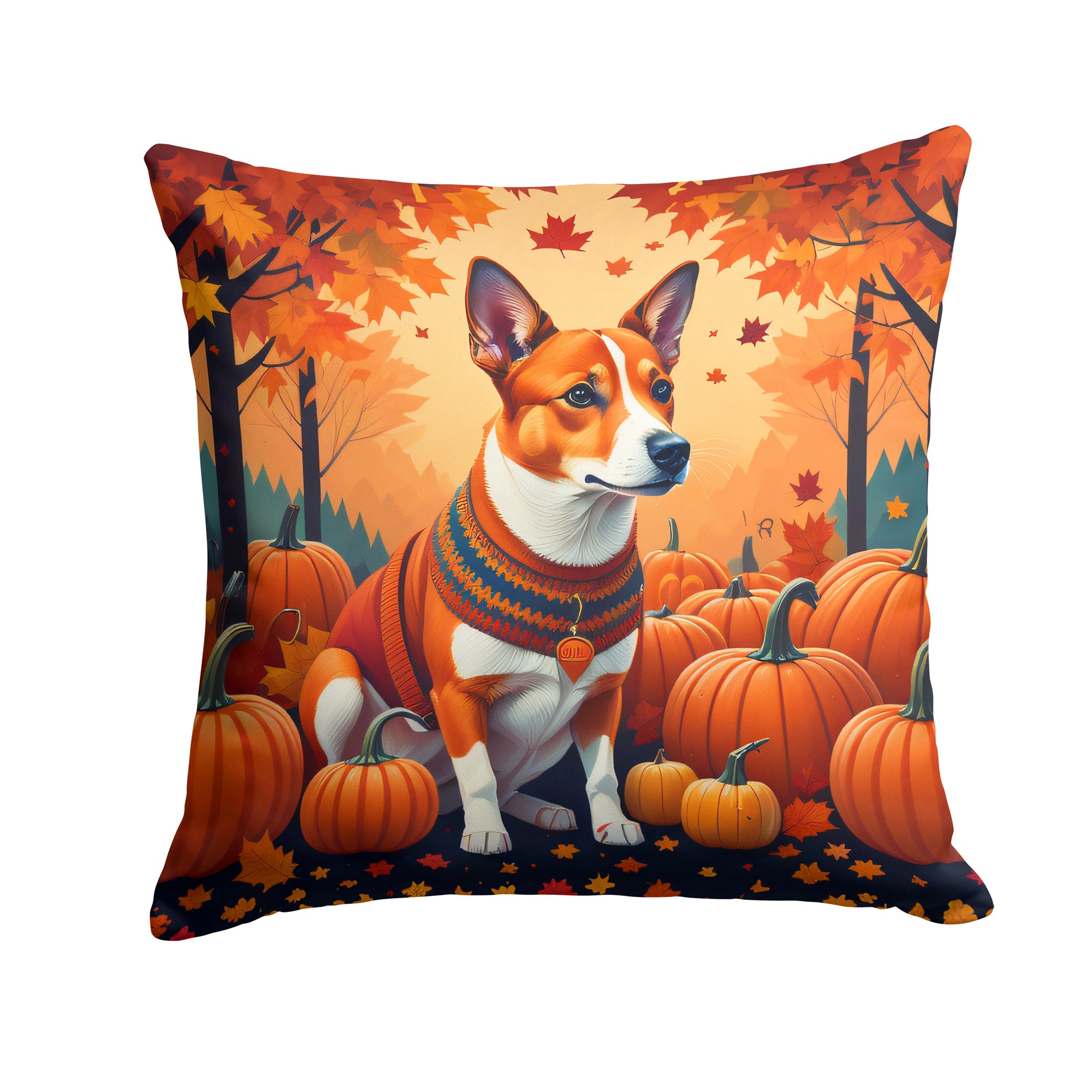 Buy this Red Basenji Fall Fabric Decorative Pillow