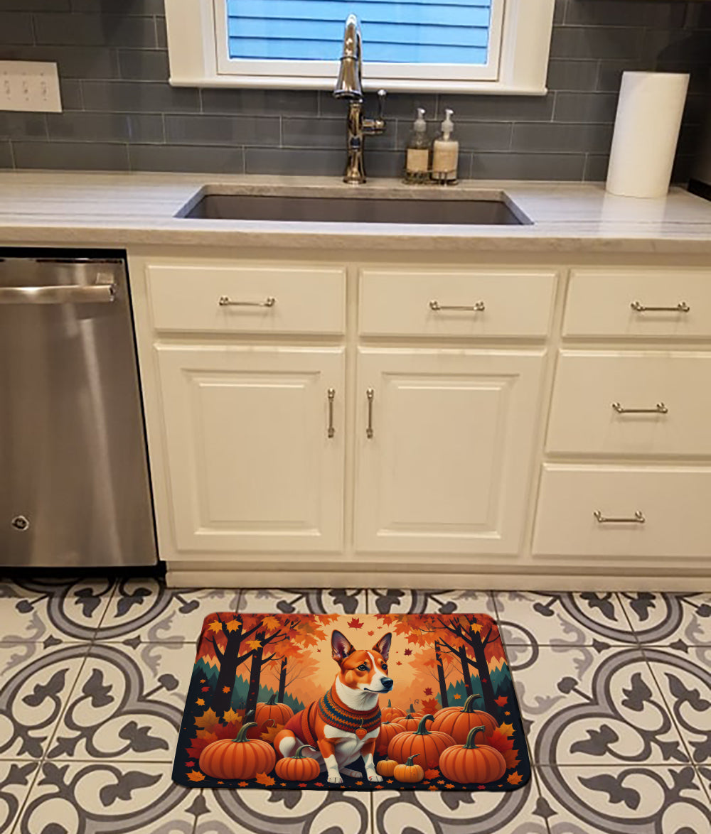 Red Basenji Fall Memory Foam Kitchen Mat  the-store.com.