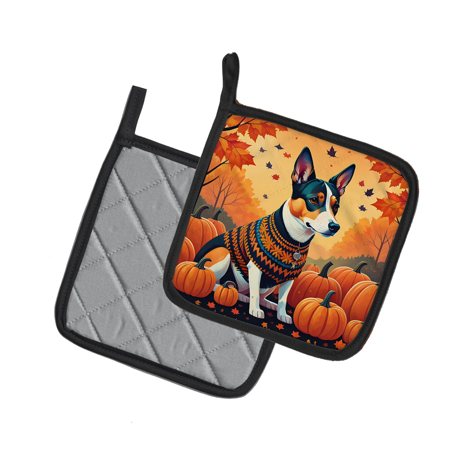 Basenji Fall Pair of Pot Holders