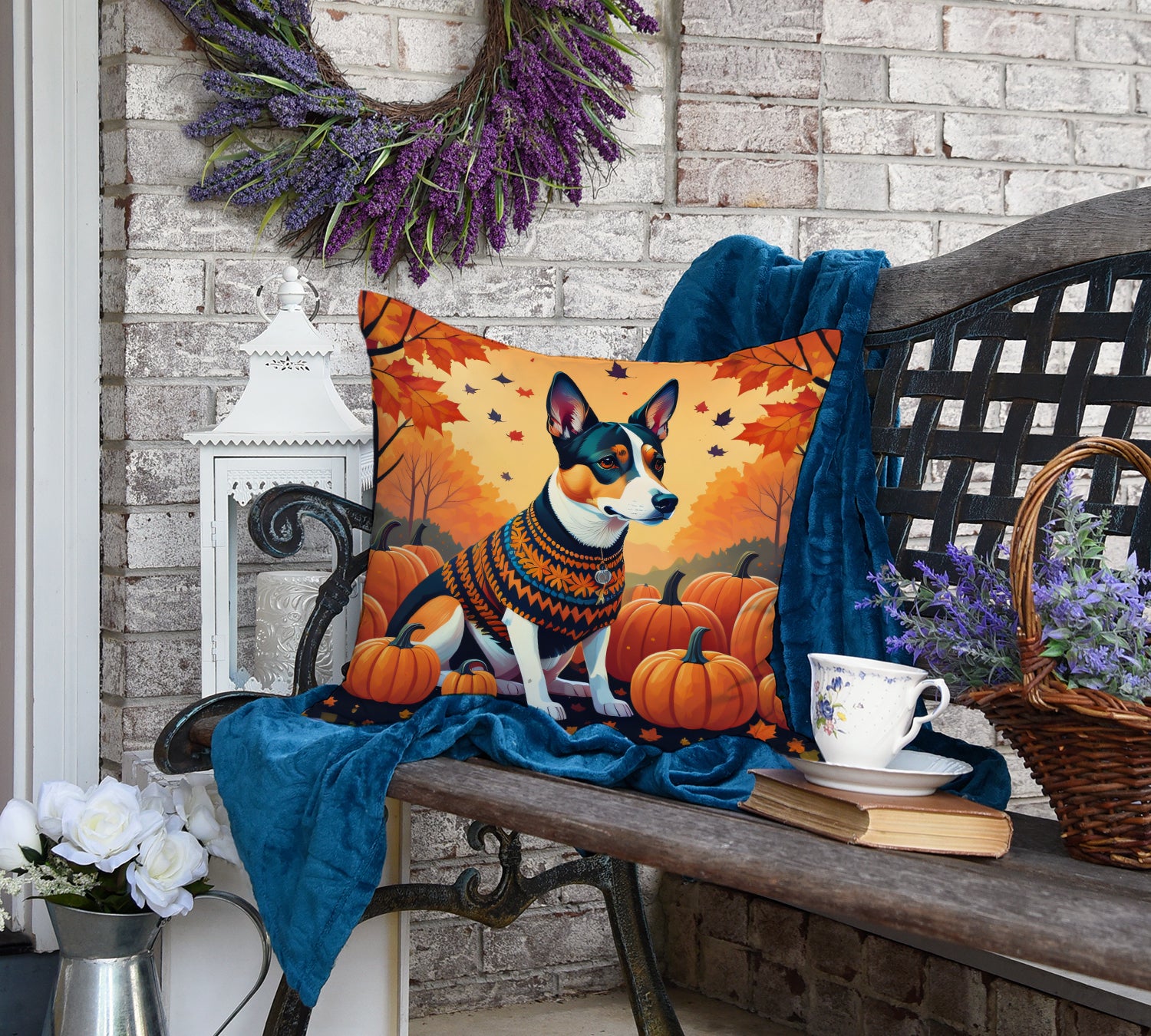 Basenji Fall Fabric Decorative Pillow  the-store.com.