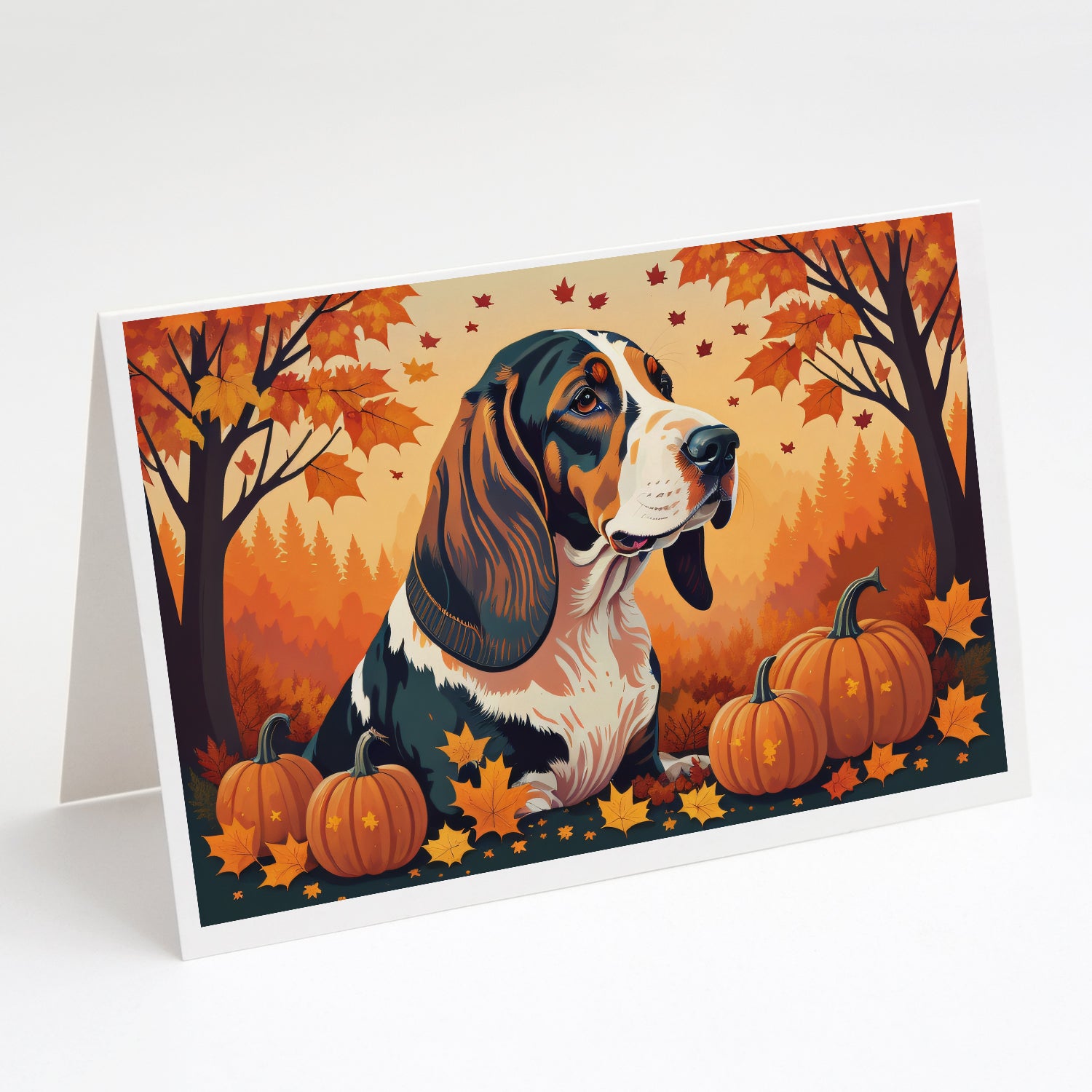 Buy this Basset Hound Fall Greeting Cards and Envelopes Pack of 8