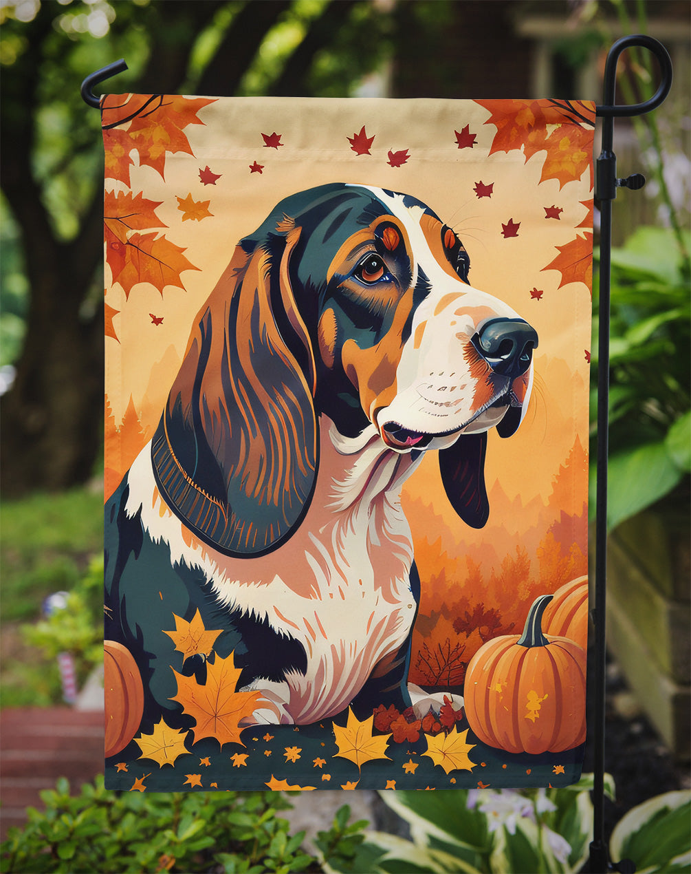 Basset Hound Fall Garden Flag