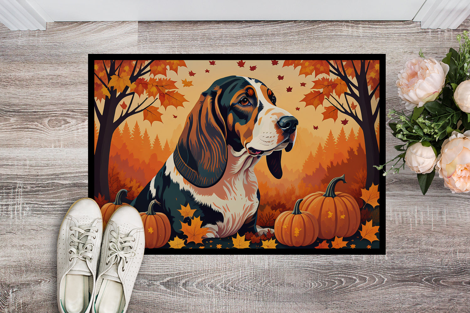 Basset Hound Fall Indoor or Outdoor Mat 24x36  the-store.com.