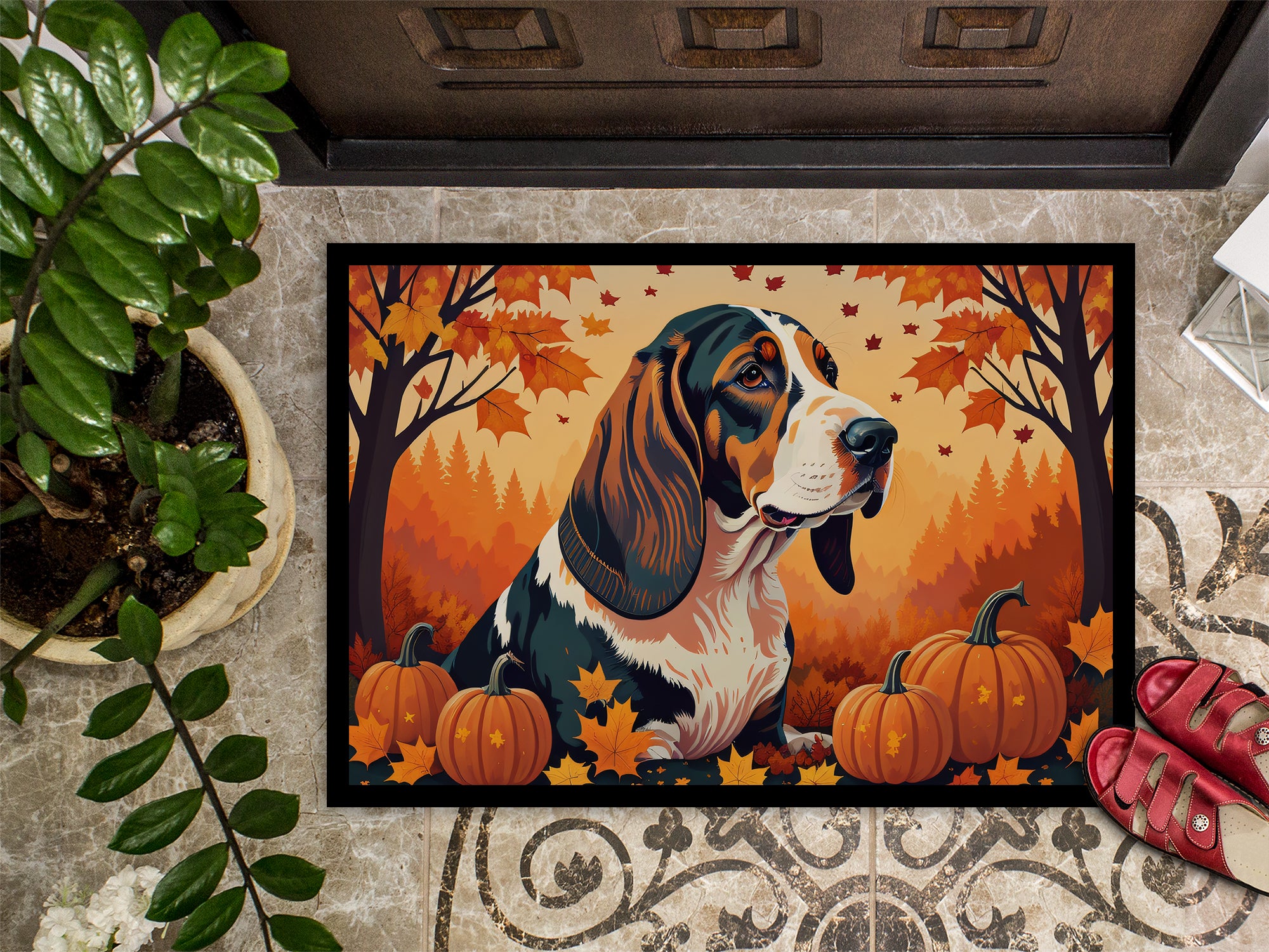 Basset Hound Fall Indoor or Outdoor Mat 24x36