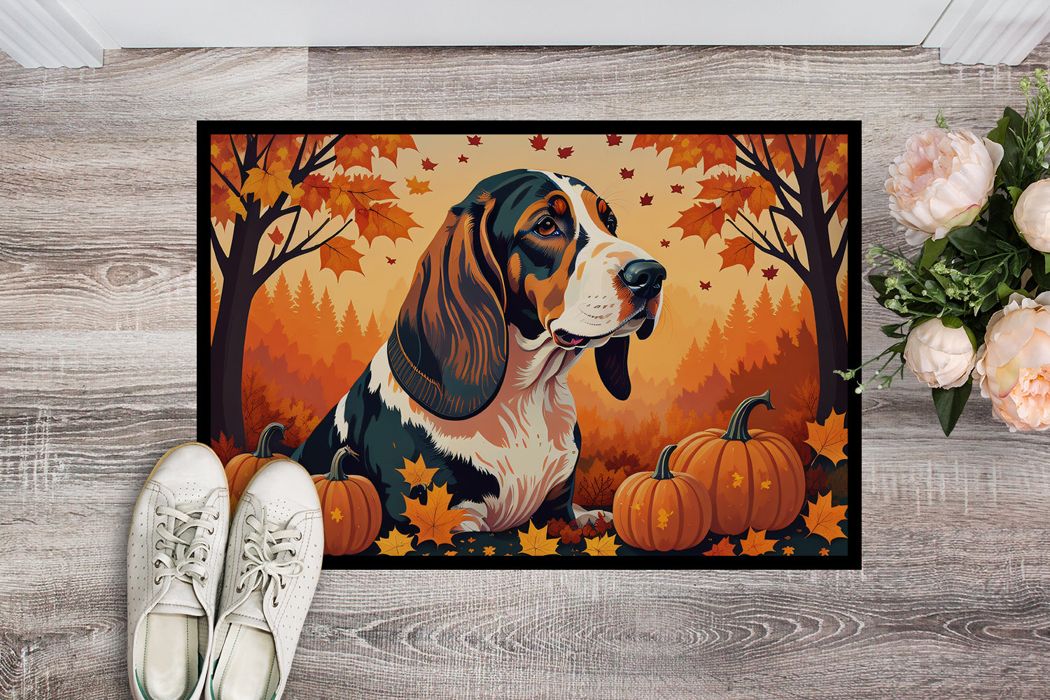 Basset Hound Fall Doormat 18x27