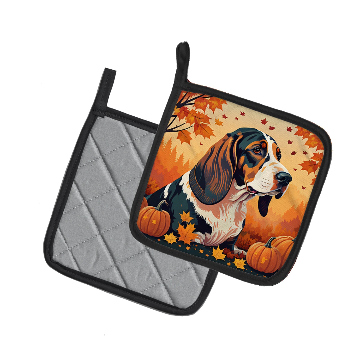 Basset Hound Fall Pair of Pot Holders  the-store.com.