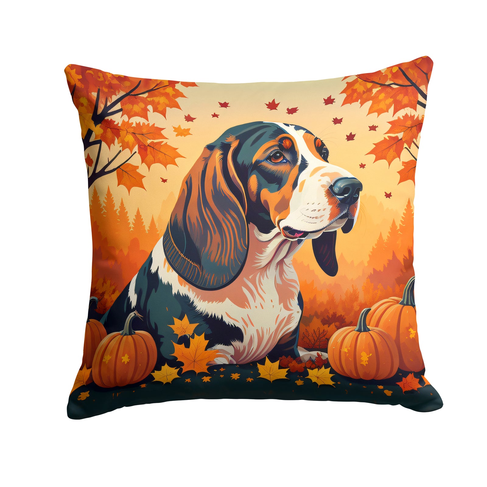 Buy this Basset Hound Fall Fabric Decorative Pillow