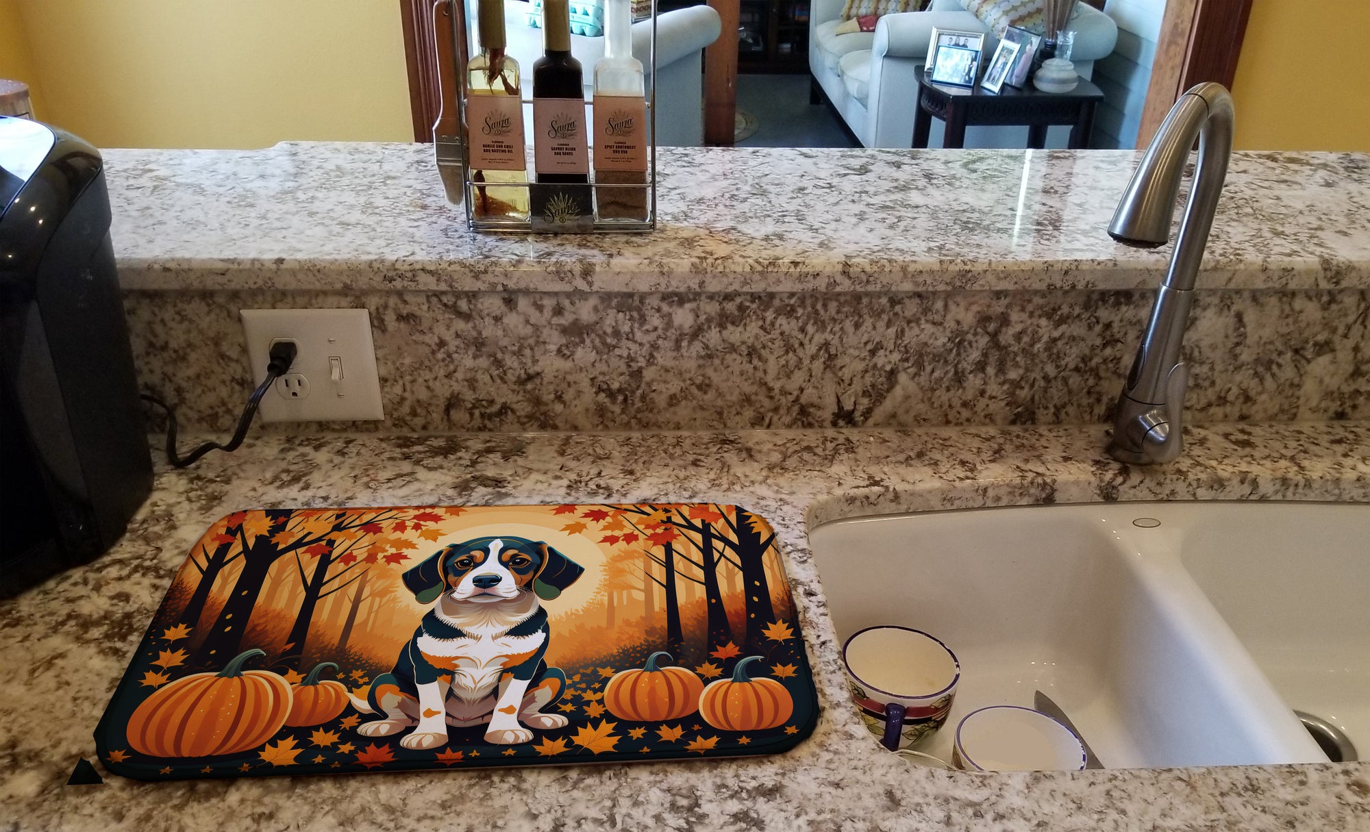 Beagle Fall Dish Drying Mat