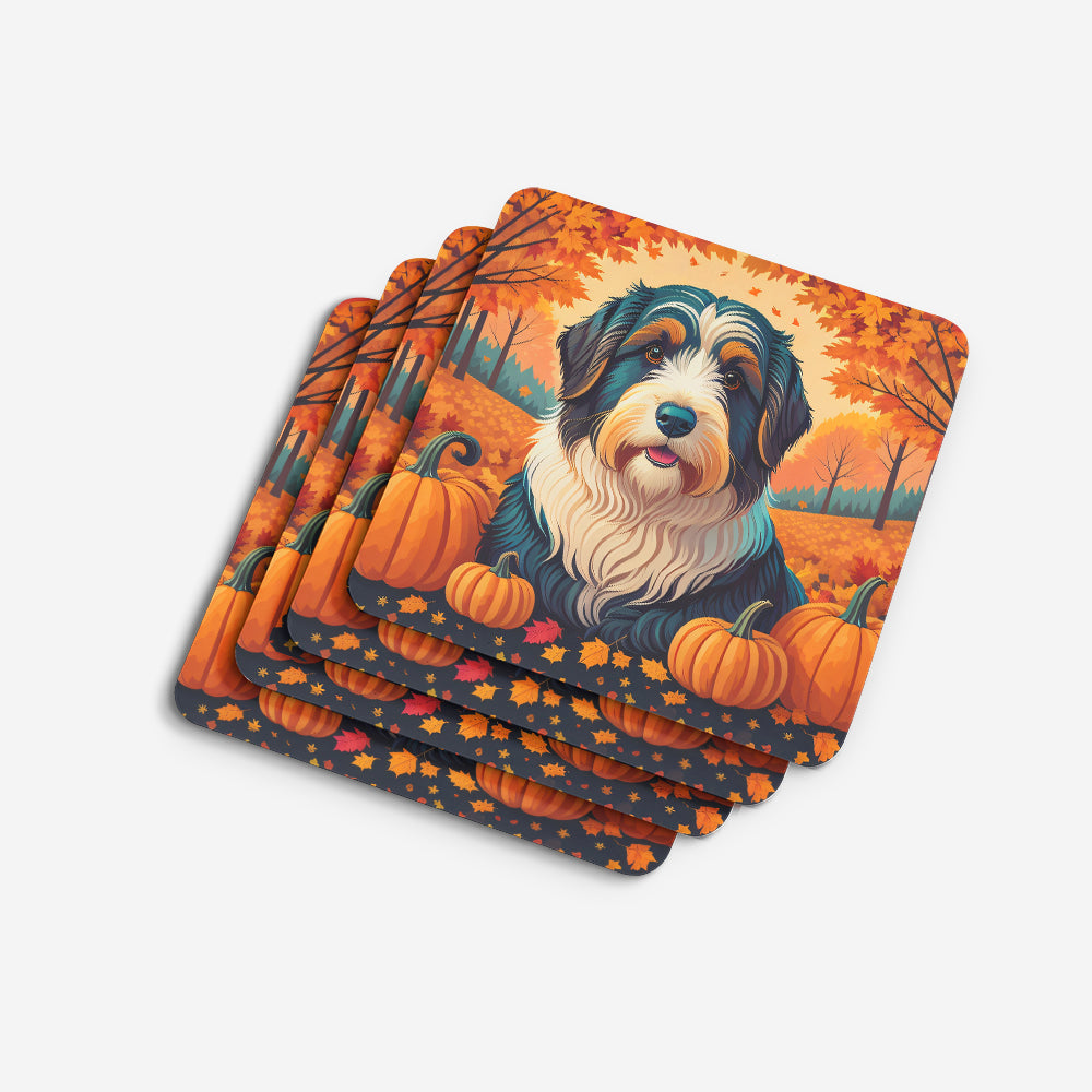 Bearded Collie Fall Foam Coaster Set of 4