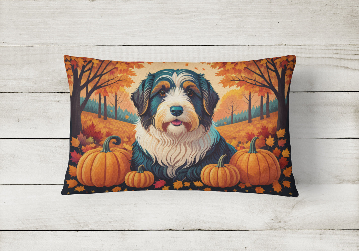 Buy this Bearded Collie Fall Fabric Decorative Pillow