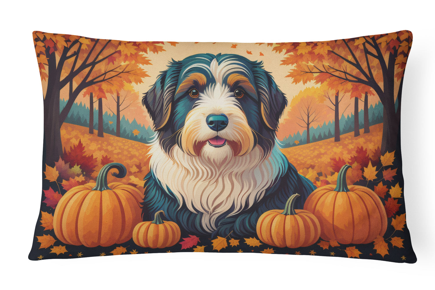 Buy this Bearded Collie Fall Fabric Decorative Pillow