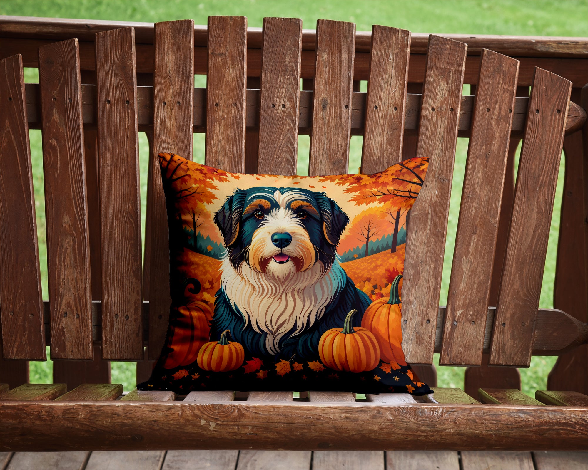 Bearded Collie Fall Fabric Decorative Pillow  the-store.com.