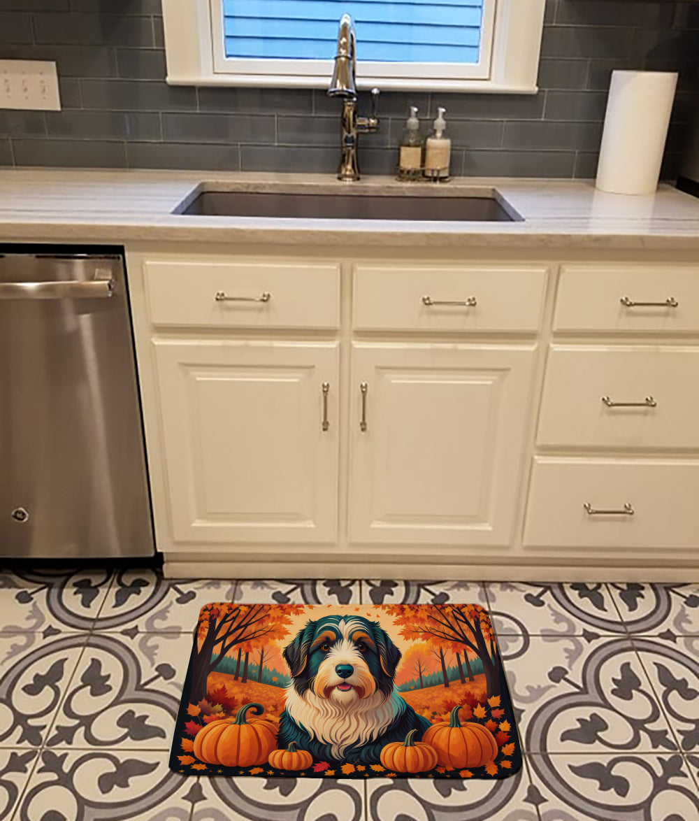 Bearded Collie Fall Memory Foam Kitchen Mat