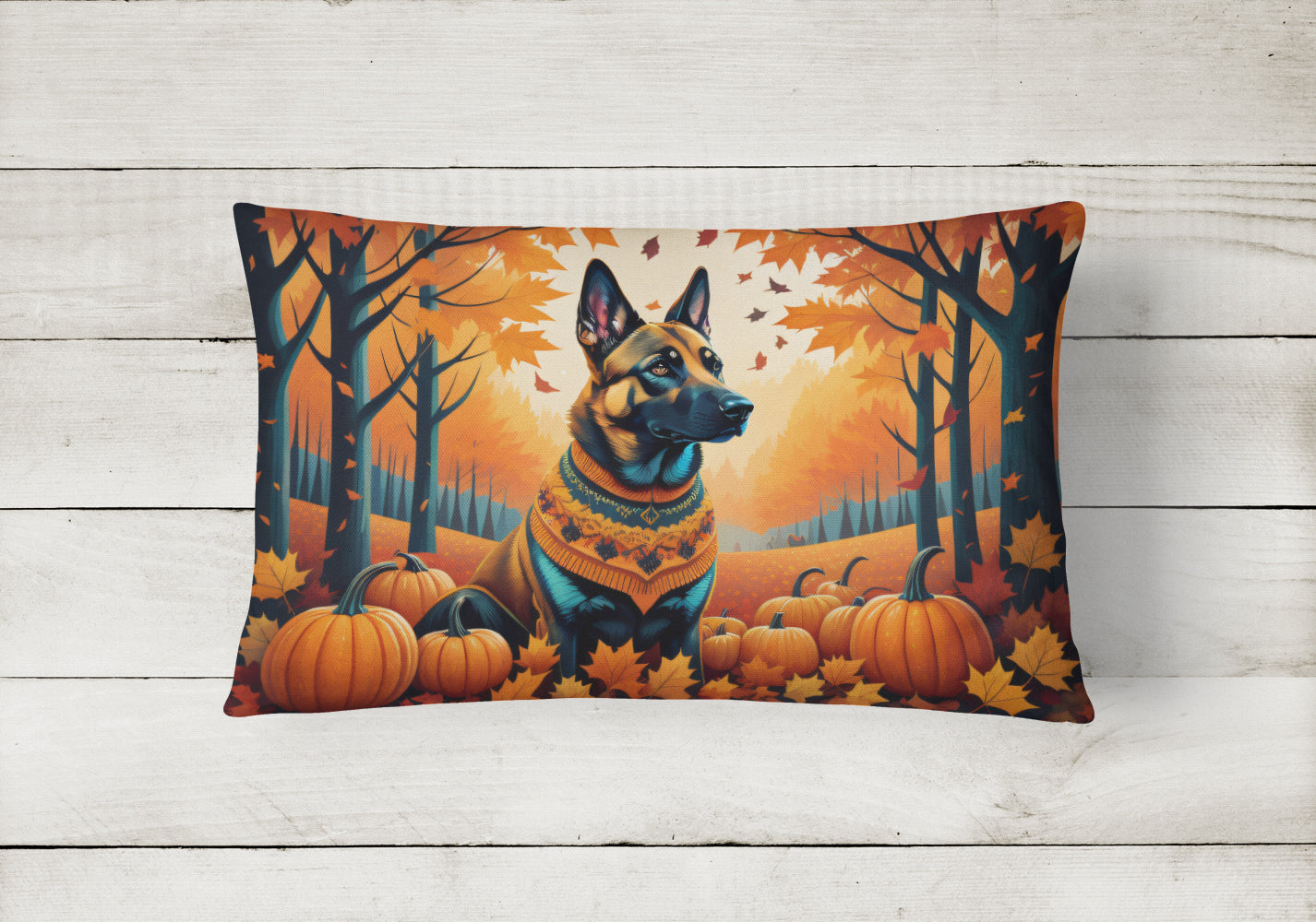 Belgian Malinois Fall Fabric Decorative Pillow