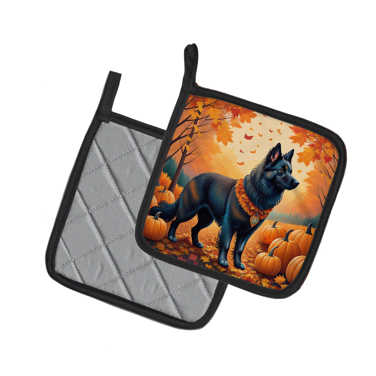 Belgian Sheepdog Fall Pair of Pot Holders