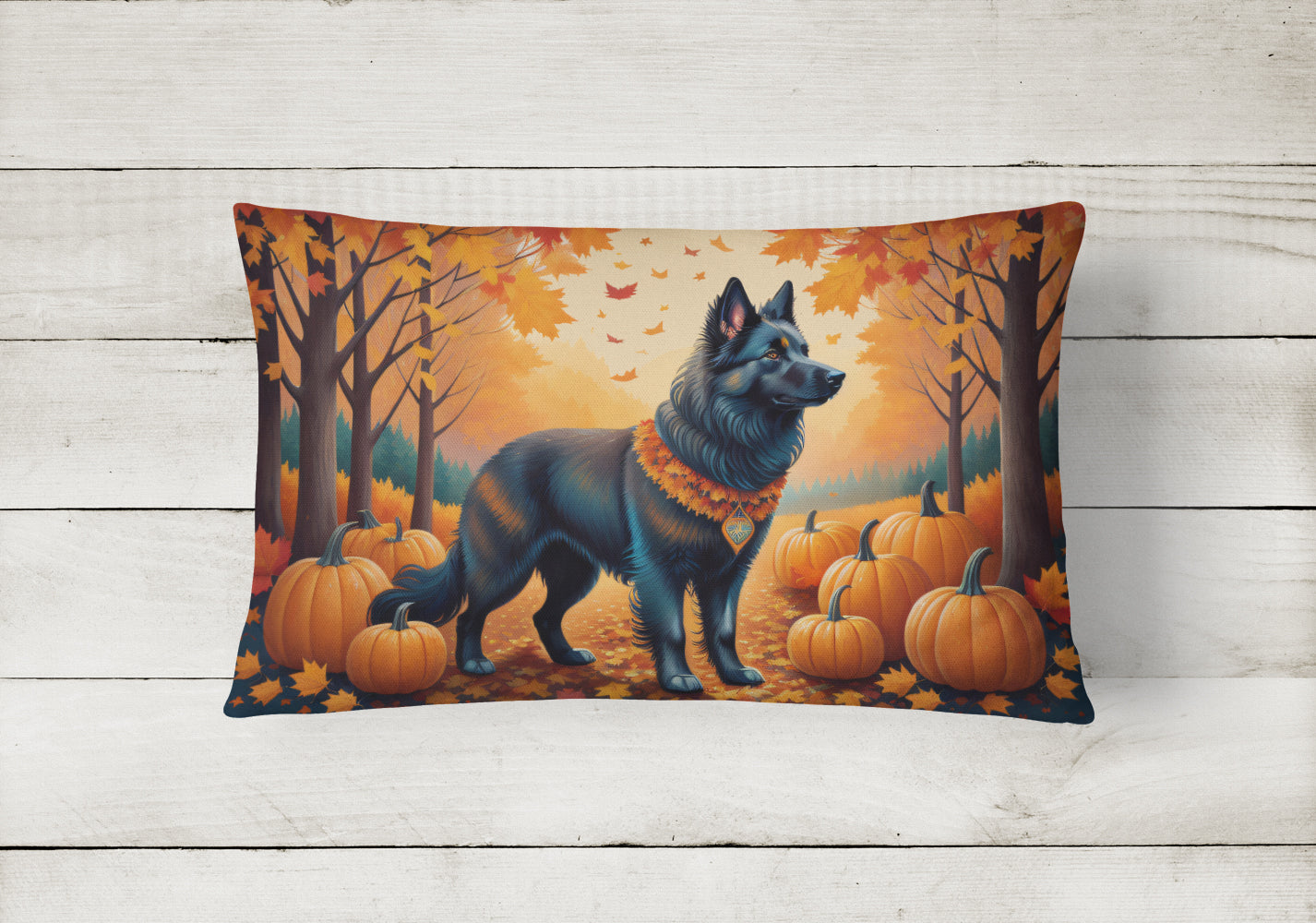 Belgian Sheepdog Fall Fabric Decorative Pillow