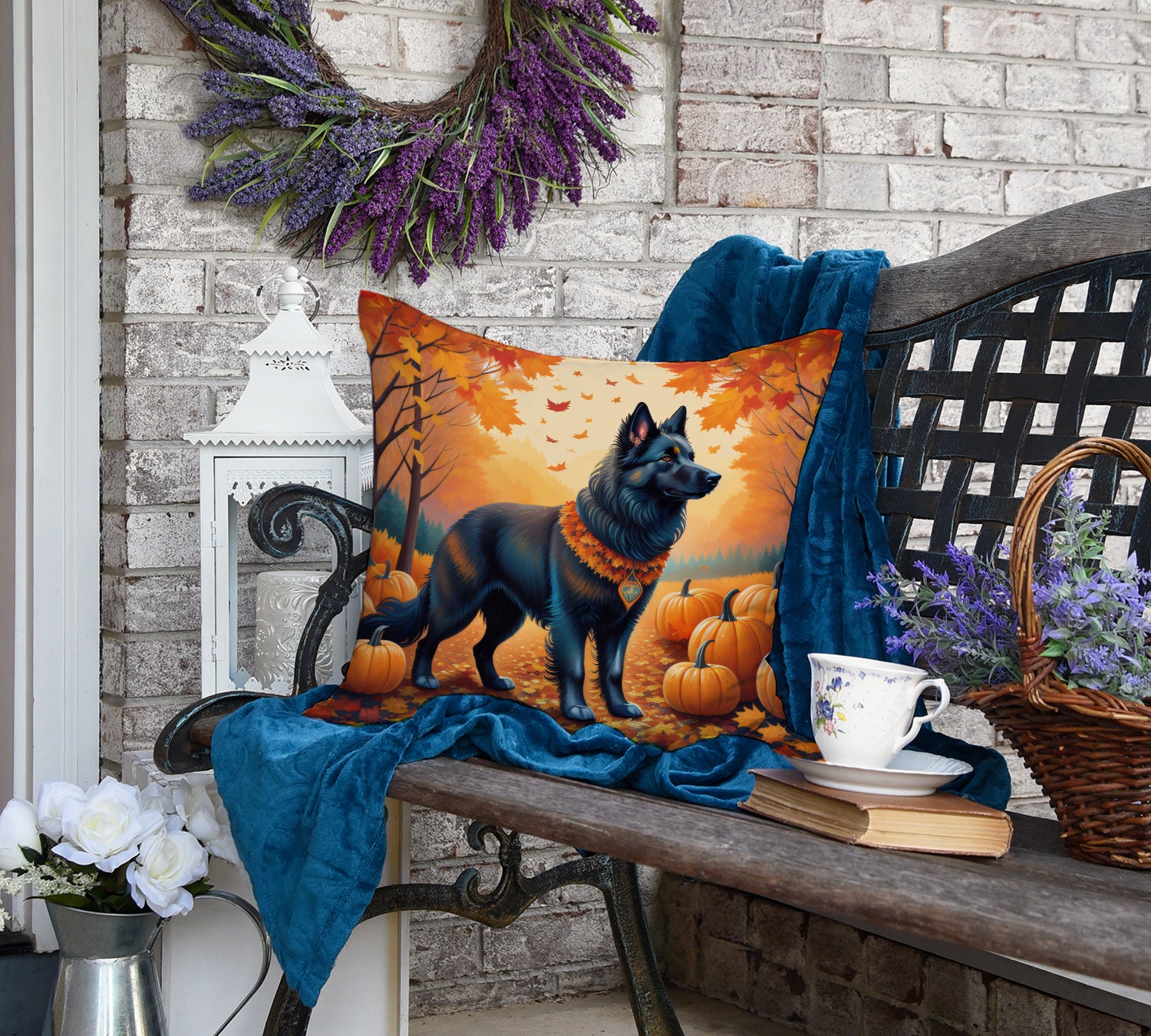 Buy this Belgian Sheepdog Fall Fabric Decorative Pillow