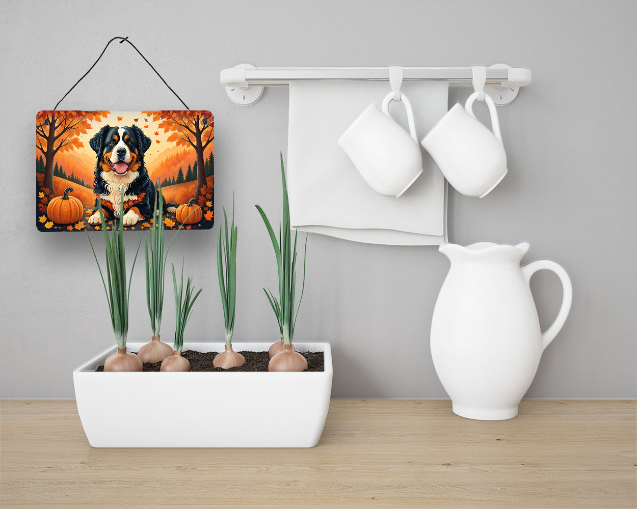 Bernese Mountain Dog Fall Wall or Door Hanging Prints