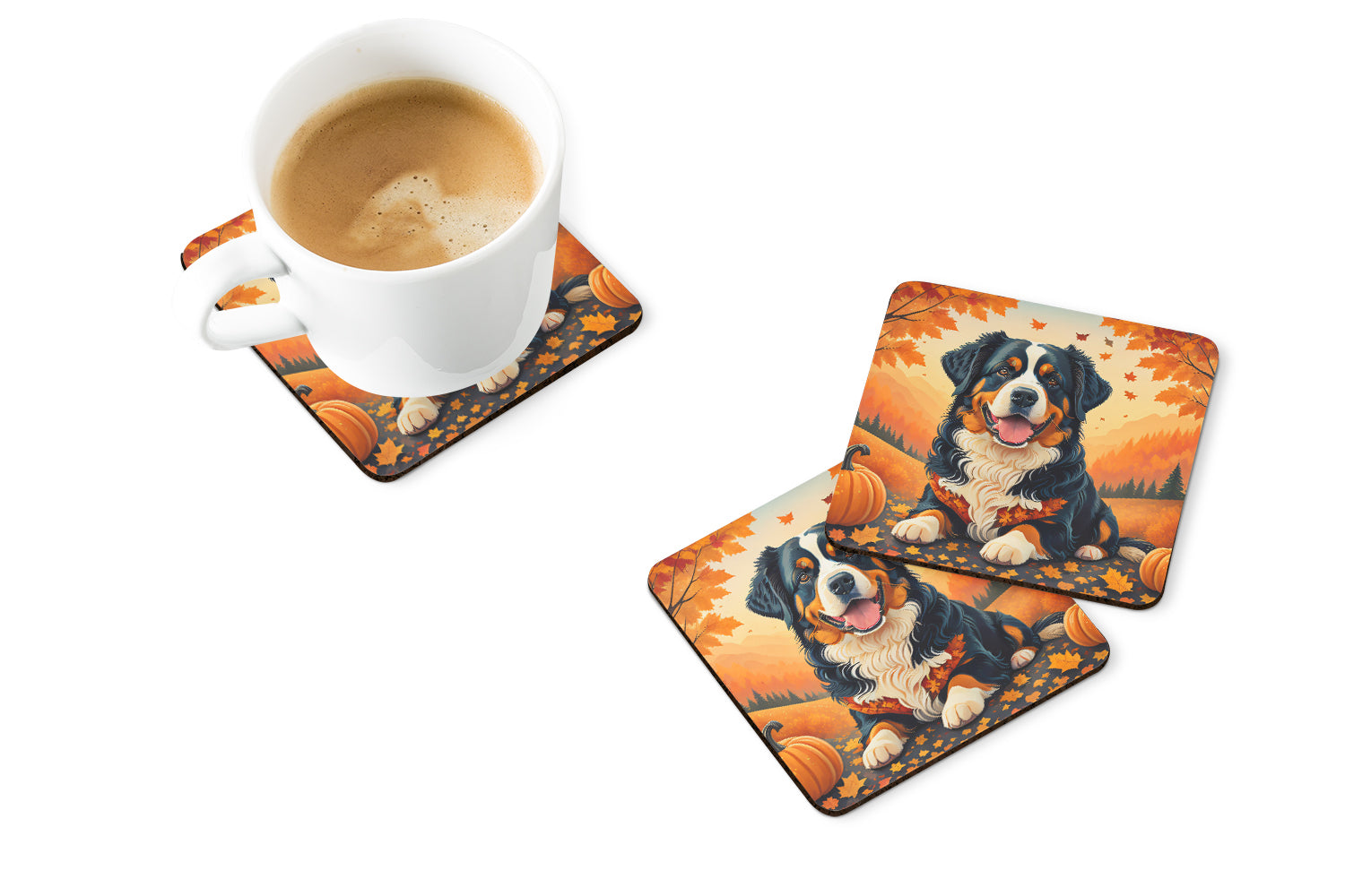 Buy this Bernese Mountain Dog Fall Foam Coaster Set of 4