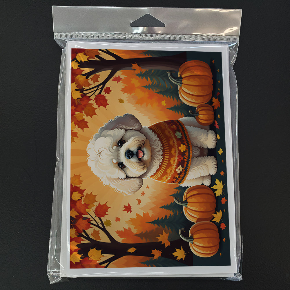 Bichon Frise Fall Greeting Cards and Envelopes Pack of 8