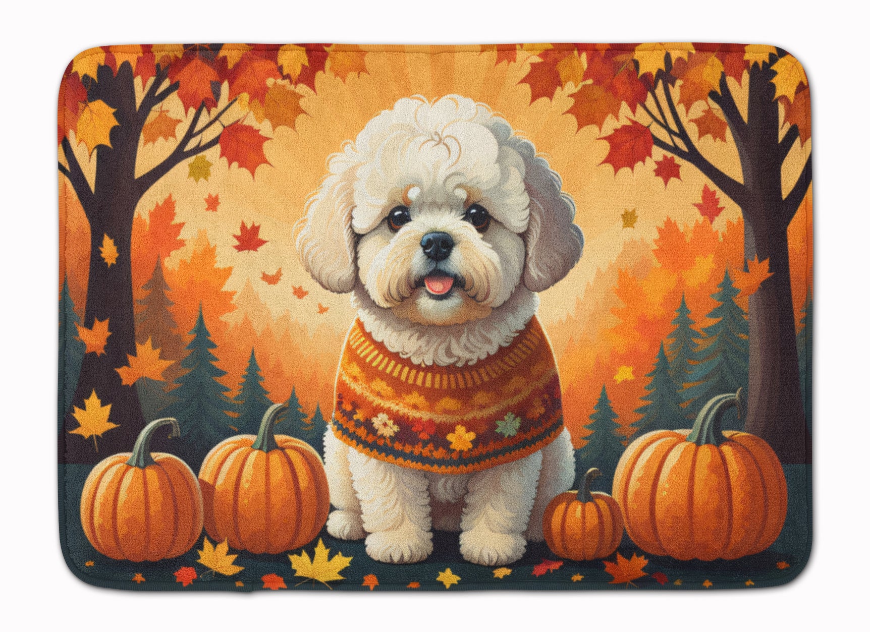 Buy this Bichon Frise Fall Memory Foam Kitchen Mat