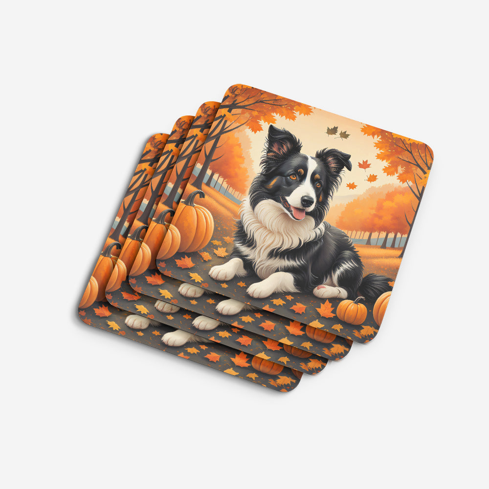 Border Collie Fall Foam Coaster Set of 4