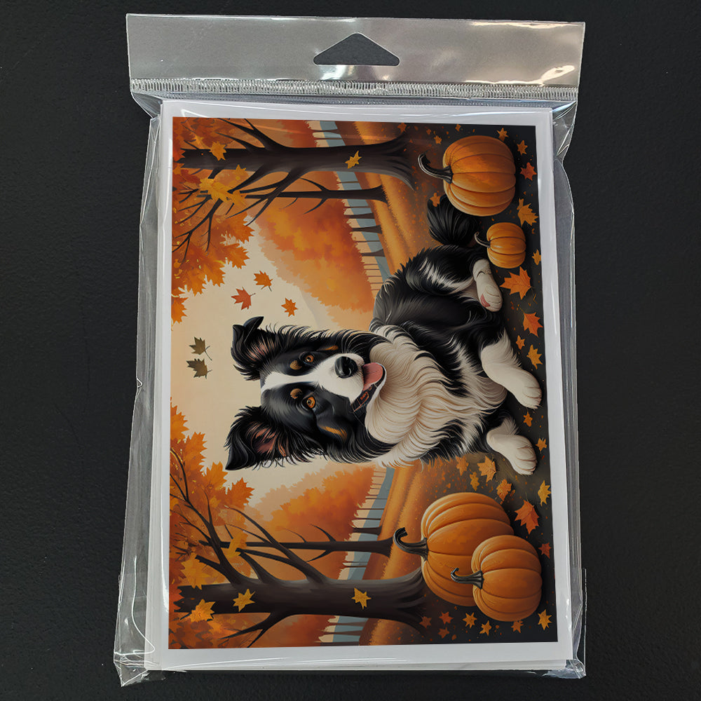 Border Collie Fall Greeting Cards and Envelopes Pack of 8