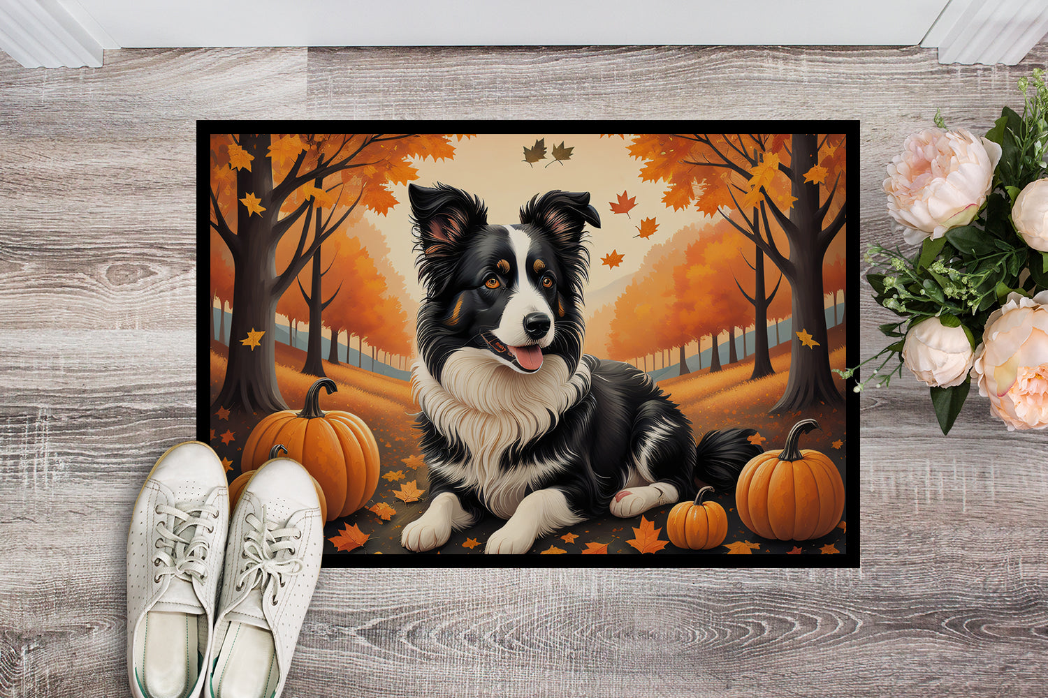 Border Collie Fall Indoor or Outdoor Mat 24x36  the-store.com.