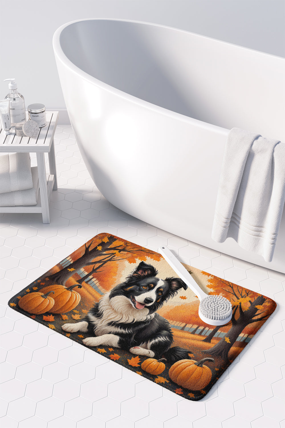 Border Collie Fall Memory Foam Kitchen Mat  the-store.com.