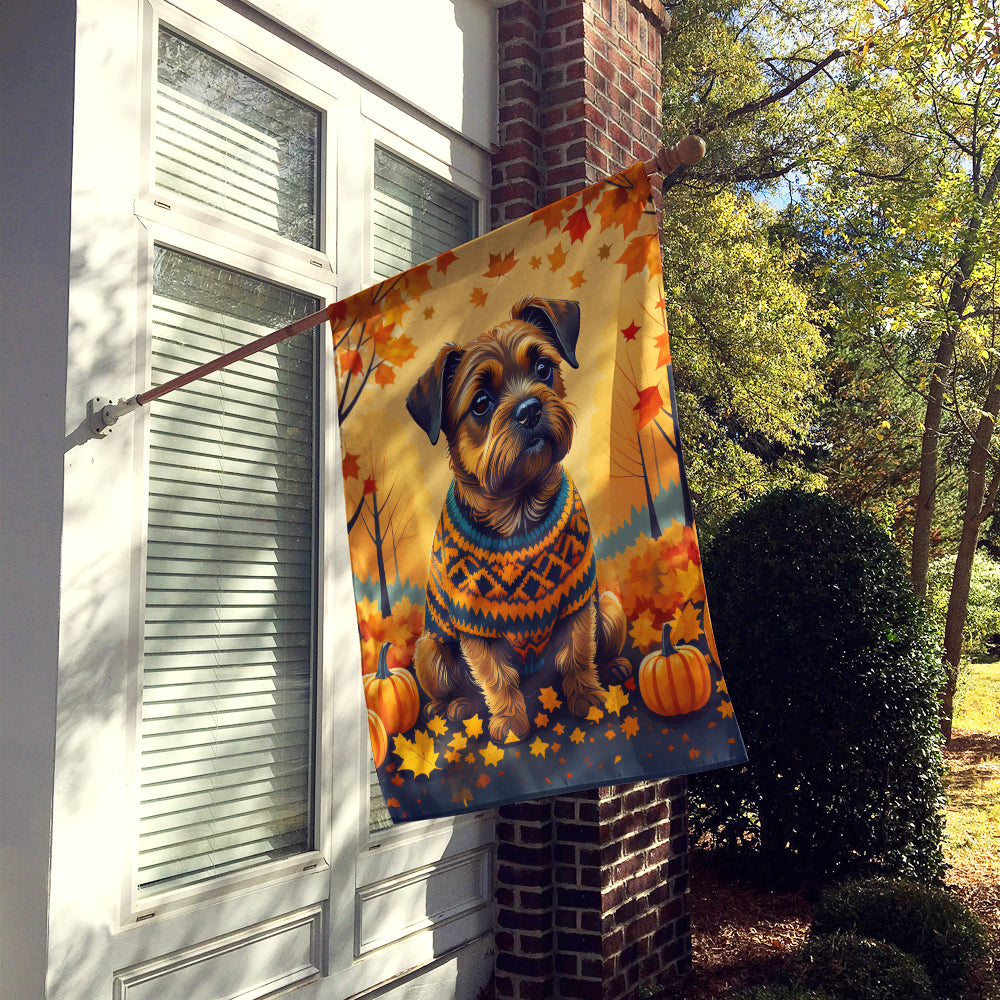 Border Terrier Fall House Flag  the-store.com.