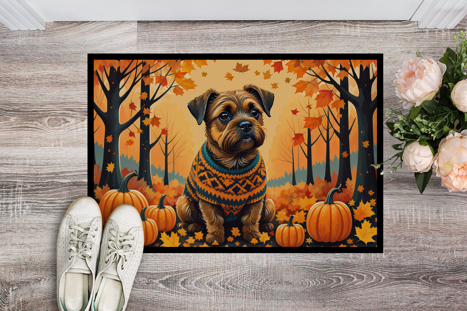 Border Terrier Fall Doormat 18x27  the-store.com.