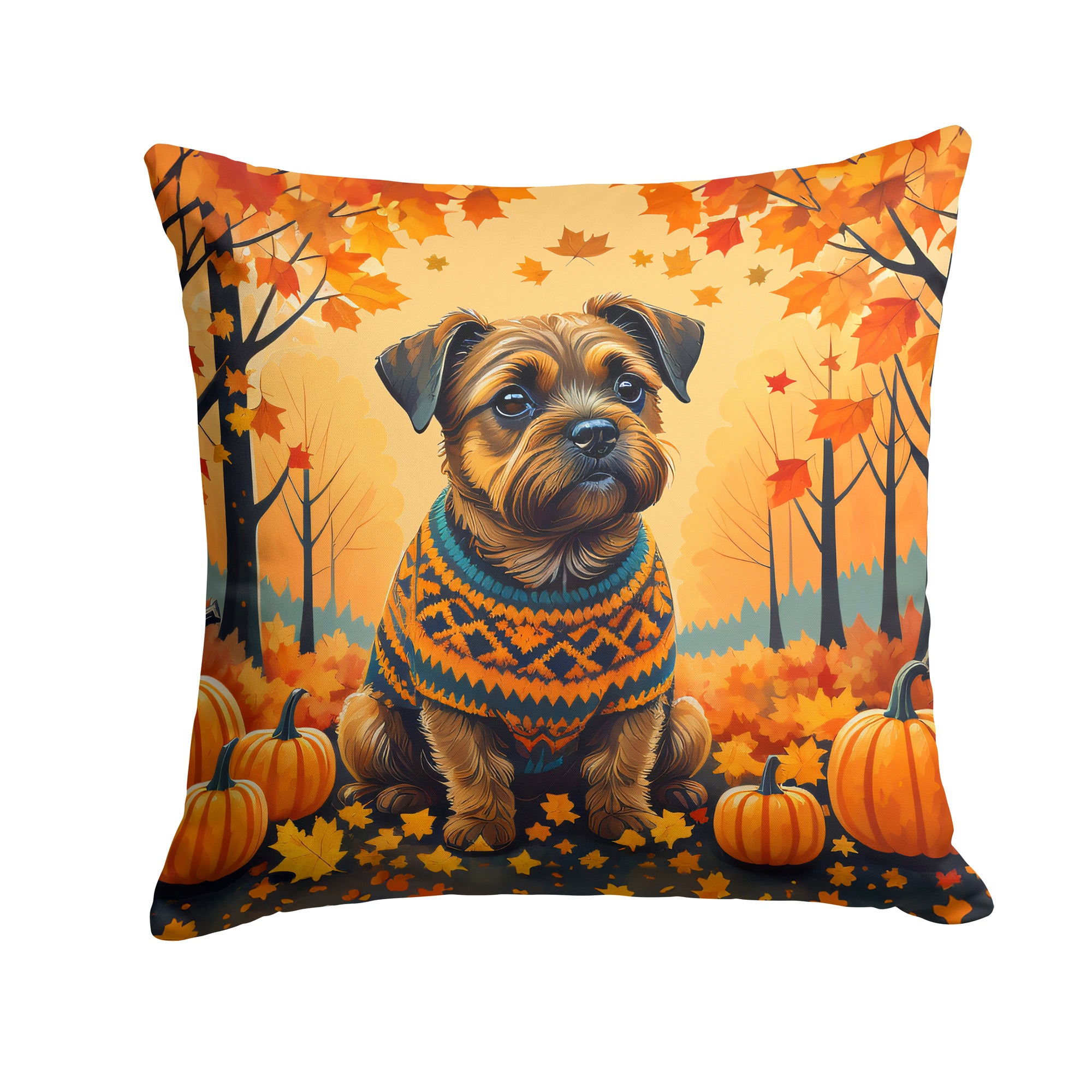 Buy this Border Terrier Fall Fabric Decorative Pillow