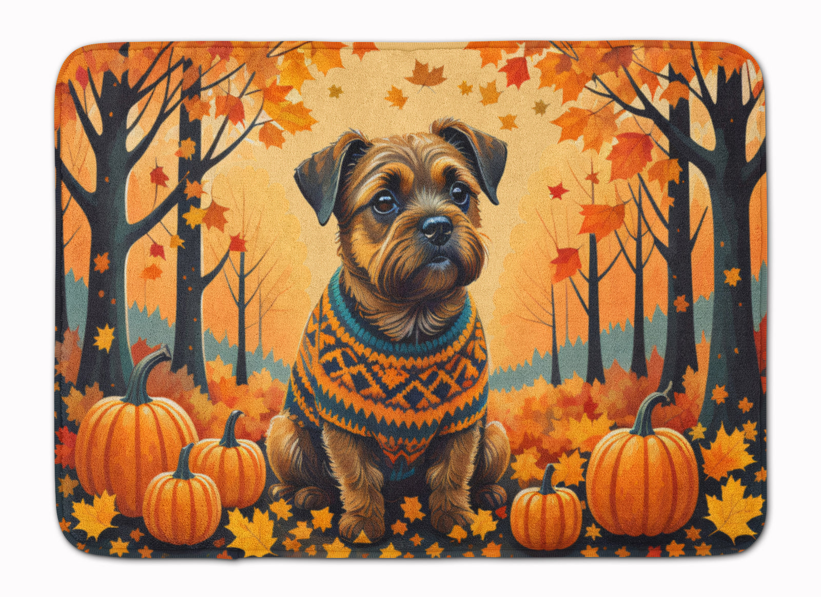 Buy this Border Terrier Fall Memory Foam Kitchen Mat