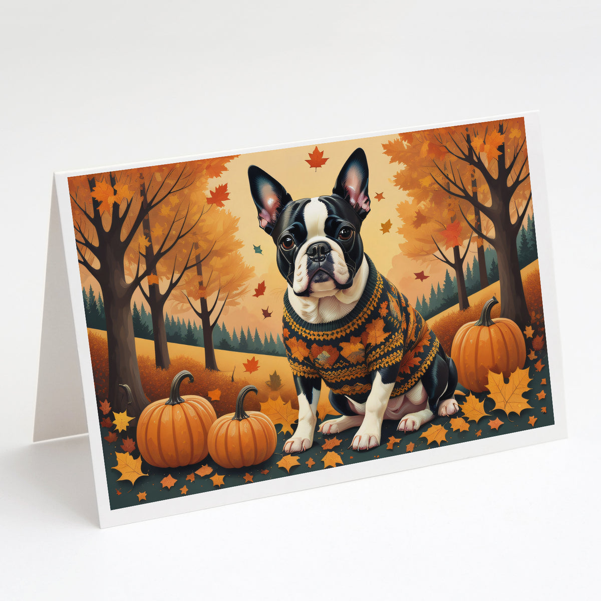 Buy this Boston Terrier Fall Greeting Cards and Envelopes Pack of 8