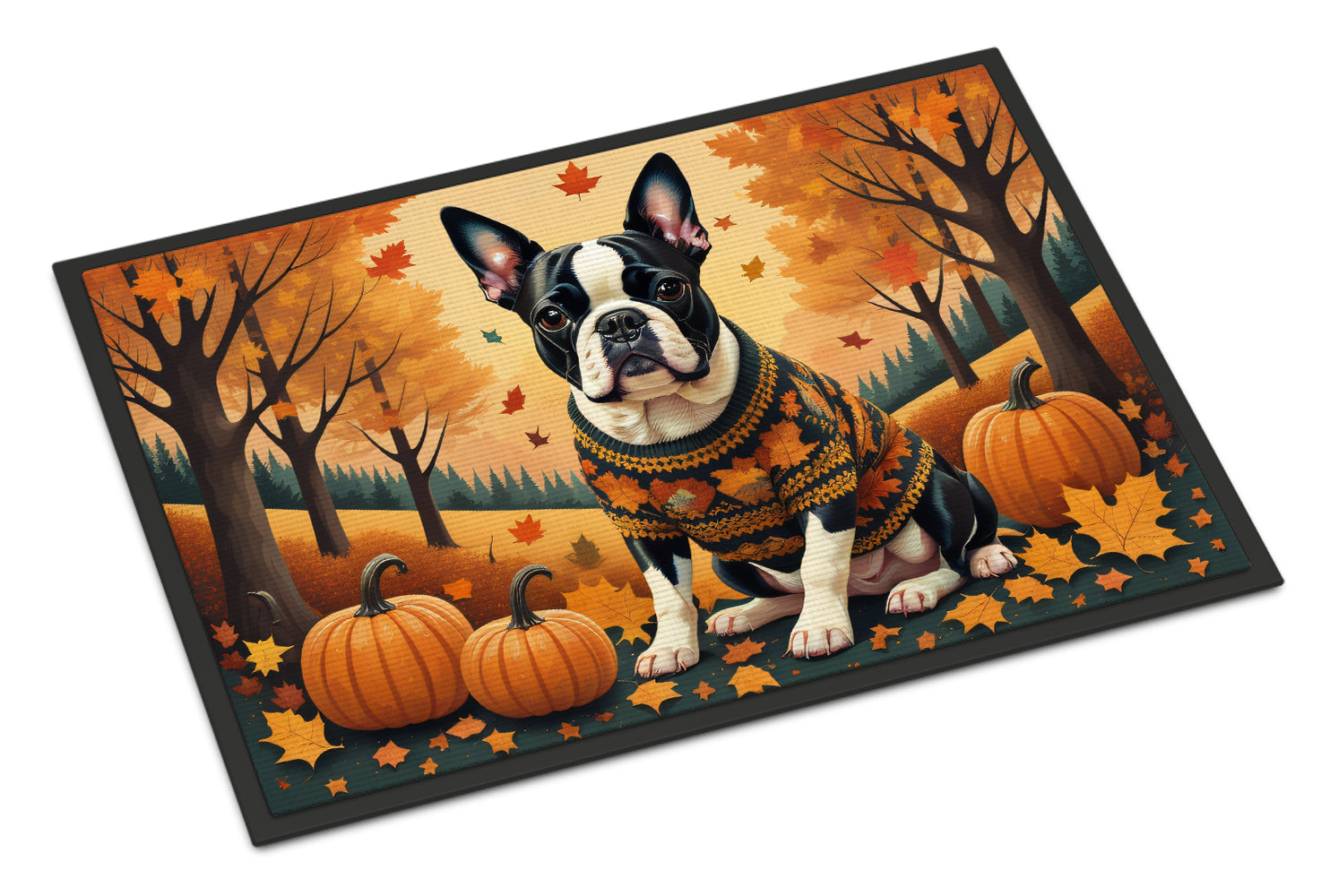 Buy this Boston Terrier Fall Indoor or Outdoor Mat 24x36