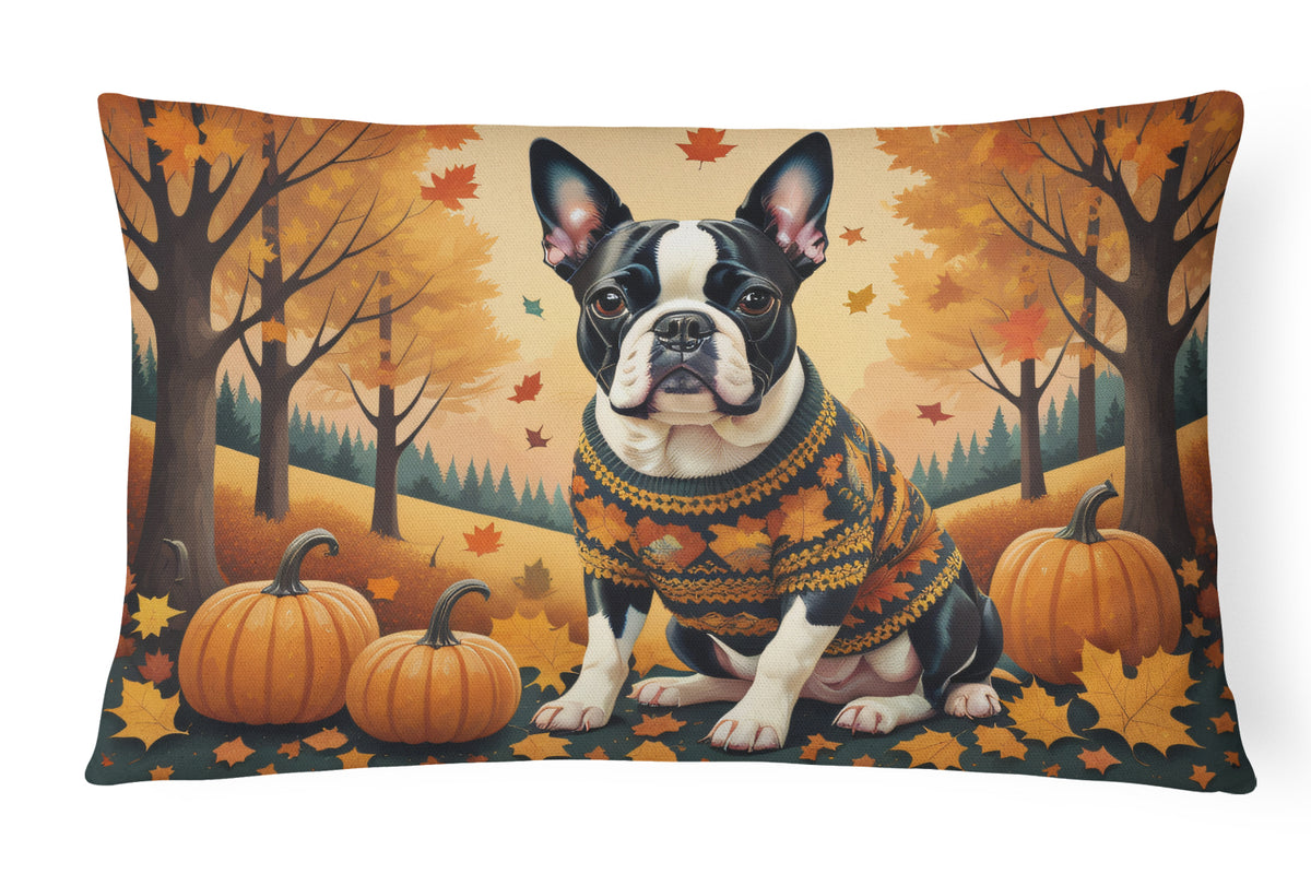 Buy this Boston Terrier Fall Fabric Decorative Pillow