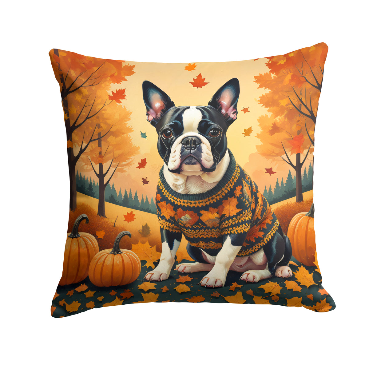 Buy this Boston Terrier Fall Fabric Decorative Pillow