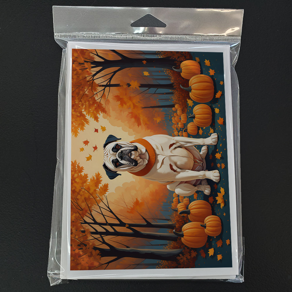 White Boxer Fall Greeting Cards and Envelopes Pack of 8  the-store.com.
