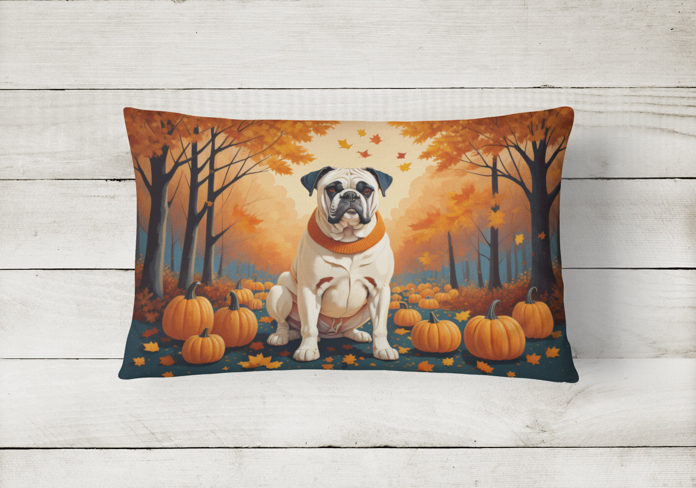 White Boxer Fall Fabric Decorative Pillow  the-store.com.