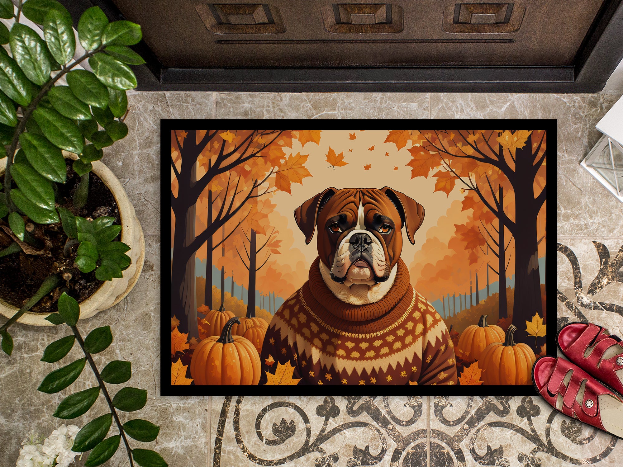 Boxer Fall Doormat 18x27