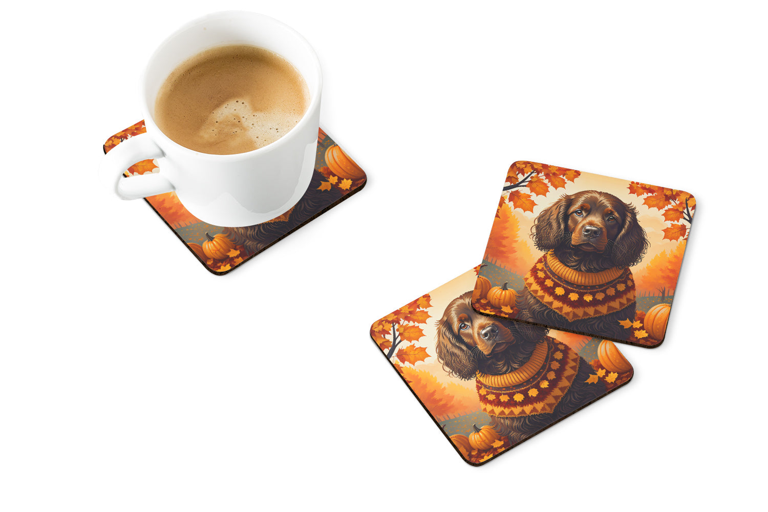 Boykin Spaniel Fall Foam Coaster Set of 4  the-store.com.